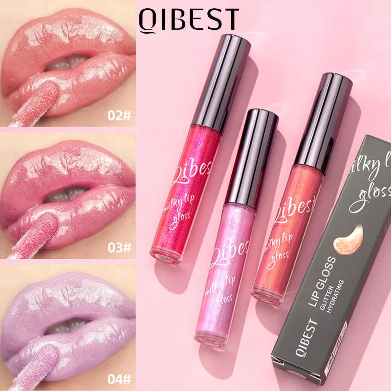 Shimmer Lip Gloss Sexy Makeup, Coral Pink Gold Sparkles Lip Glaze, Hydrating Glossy Jelly Finish Liquid Lipstick Pro Cosmetics