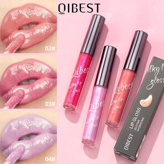 Shimmer Lip Gloss Sexy Makeup, Coral Pink Gold Sparkles Lip Glaze, Hydrating Glossy Jelly Finish Liquid Lipstick Pro Cosmetics