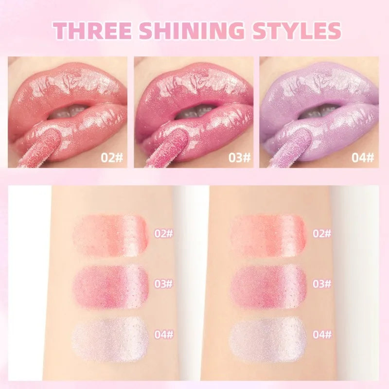 Shimmer Lip Gloss Sexy Makeup, Coral Pink Gold Sparkles Lip Glaze, Hydrating Glossy Jelly Finish Liquid Lipstick Pro Cosmetics