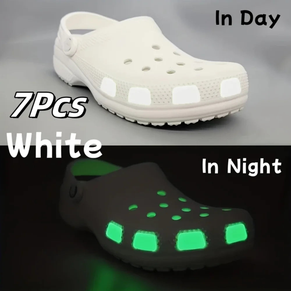 7pcs/set of cute crocodile shoe edge buckles that glow at night - suitable for holiday gifts such as park walks and dog walking