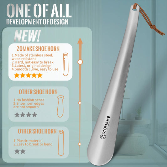 30cm Shoe Lifter Metal Shoe Horns Long Handle Shoe Horn Spoon Shoehorn for Seniors Mens Womens Kidss Stainless Steel Shoehorn