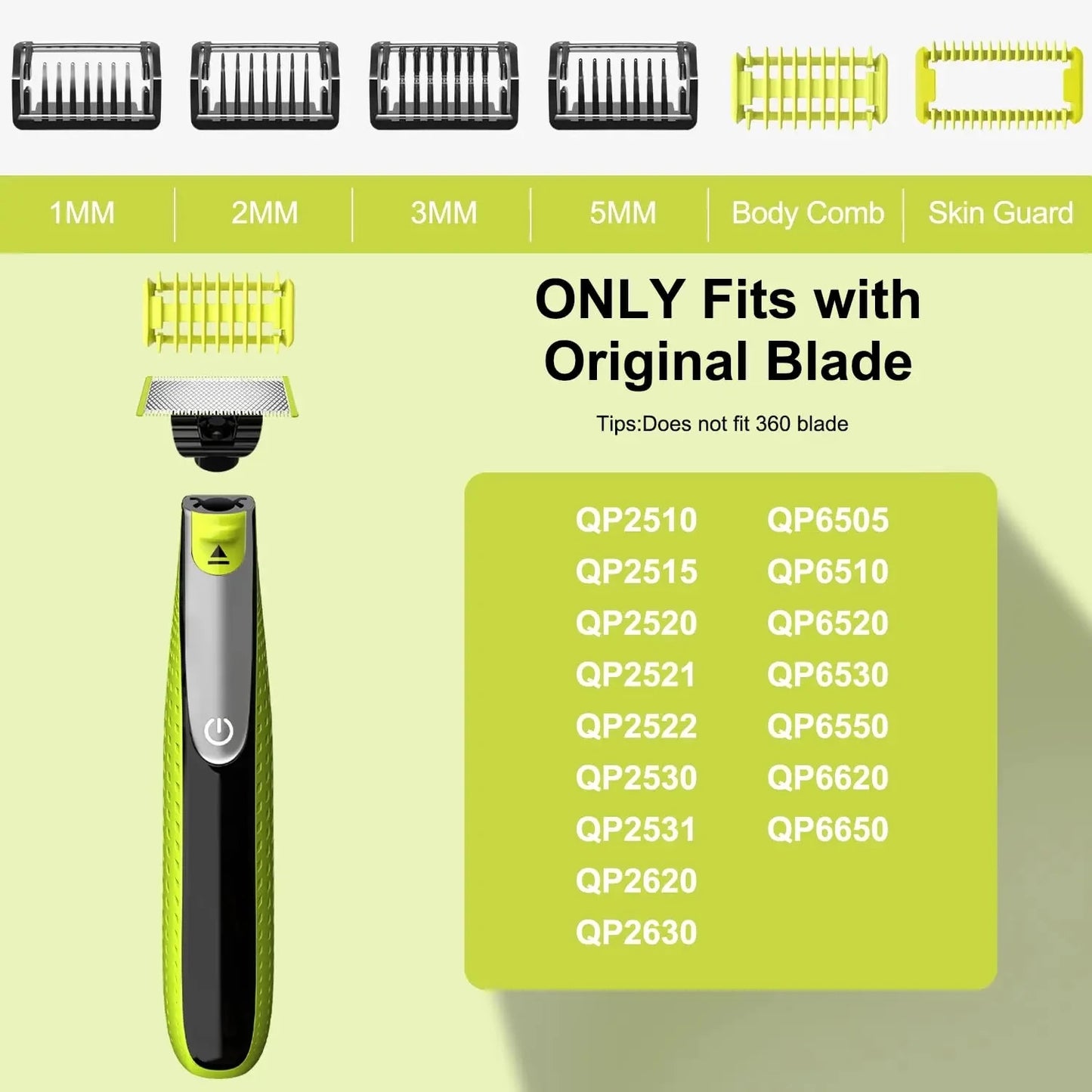 KVIFO 7/8 Guide Comb Guards for All Original One-Blade QP2520 QP2530 QP2620 QP2630 QP6510 QP6520 QP6531 Electric Beard Trimmer
