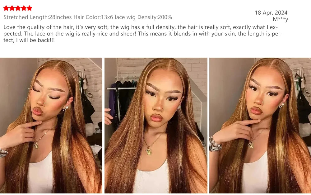 13x6 Highlighted Wig Human Hair 4/27 Colored Straight HD Lace Front Wig Ombre Lace Frontal Wigs Pre Plucked With Baby Hair