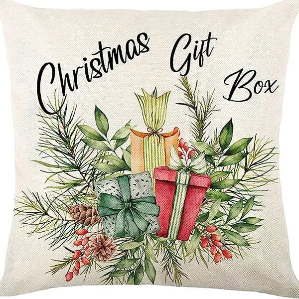 Christmas linen pillowcase, Santa Claus printed pillow, cushion cover, home living room decoration cushion cover