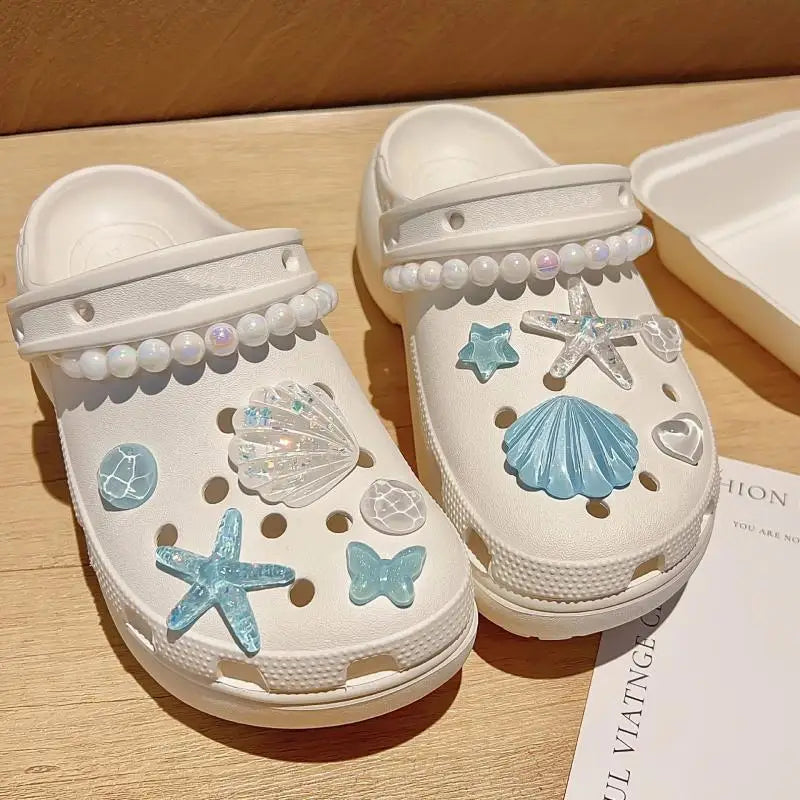 1pc/set DIY Clogs Sandals Garden Shoe Decor Cute Starfish Shell Resin Shoe Charms Accessories Buckles Bag Pins Girls Gifts