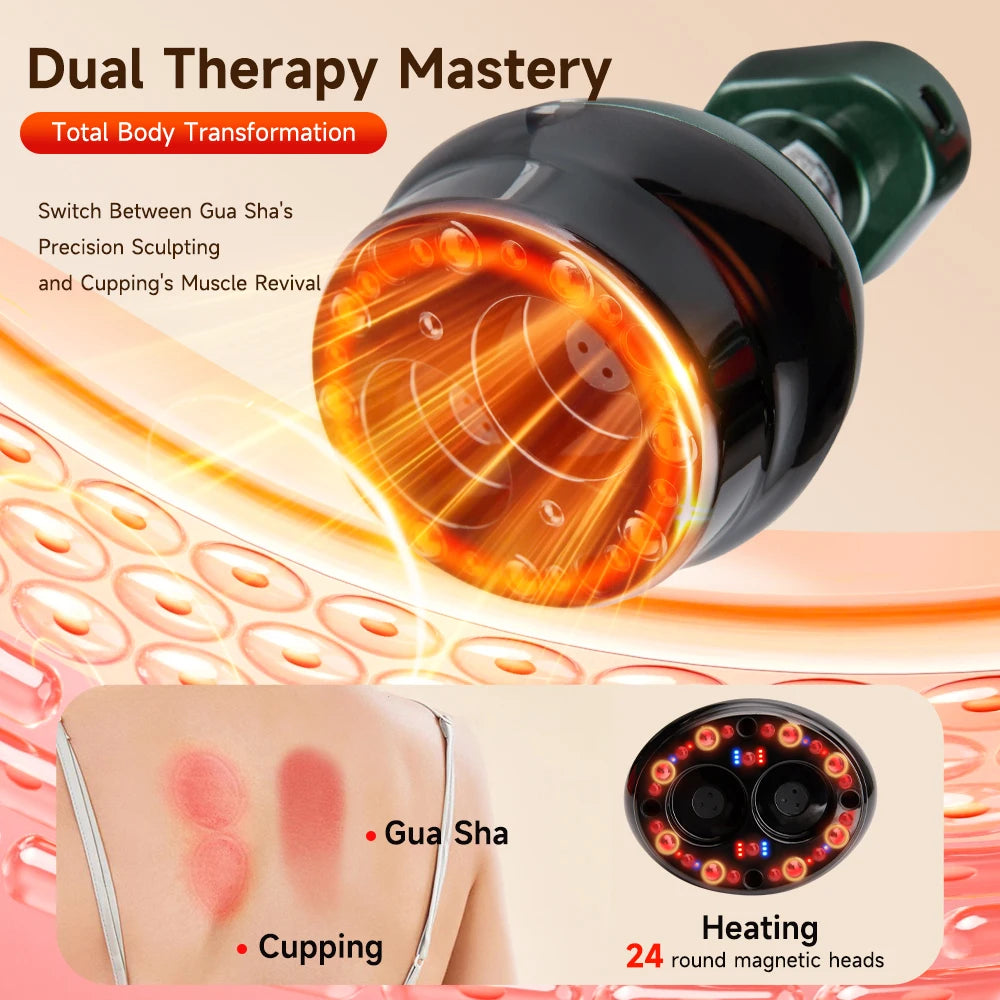 Electric Guasha Scraping Massage Cupping Body Massager Vacuum Cans Suction Cup Heating Fat Burner Anti-cellulite Massager