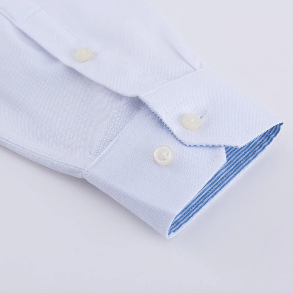 Men's Plaid Striped Oxford Long Sleeve Button-down Shirts with Pocket, Spring Fall 60% Cotton Thick Casual Menswear Clothing