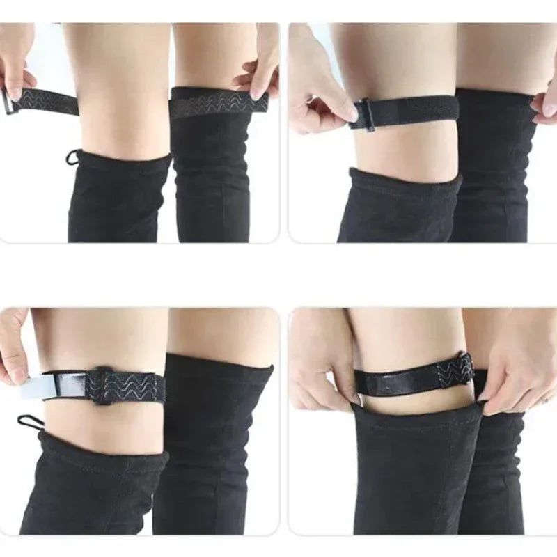 Women's Adjustable Anti-Slip Elastic Shoelaces Boot Straps with Adhesive Tape Shoe Laces Lock for Holding Loose Boots Accessory