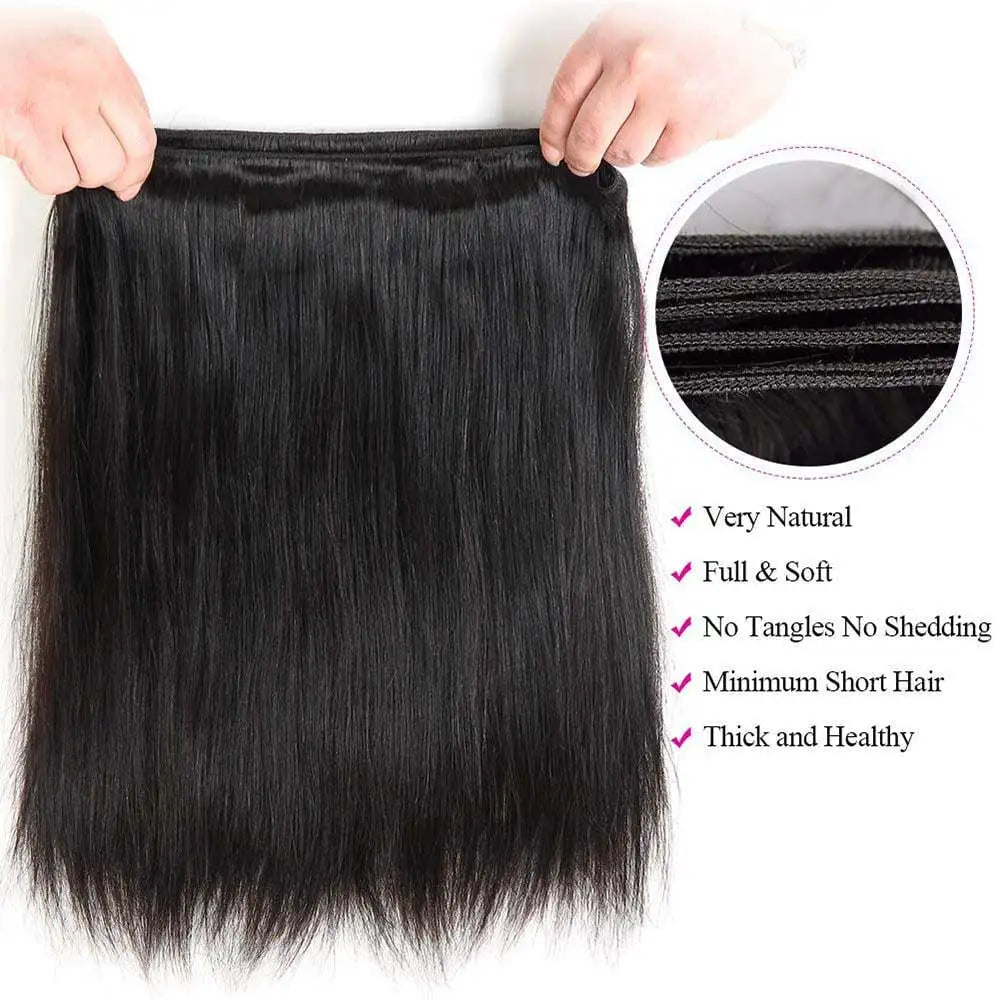 Human Hair 36 40 Inch Bone Straight Raw Hair Human Hair Bundles Extensions 1 3 4 Bundle Black Brazilian Remy Weave Bundles
