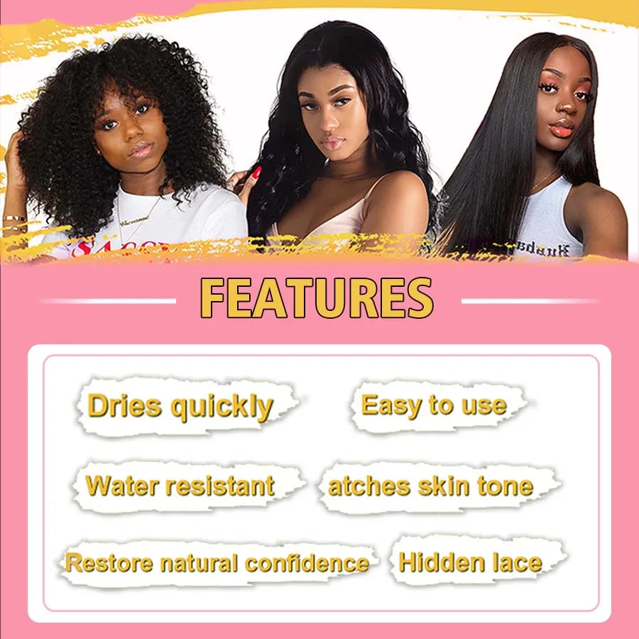 Lace Wig Dyeing and Installation Kit Lace Tint Mousse for Wig Invisible Adhesive Melting Spray for Wigs Front Closure & Remover