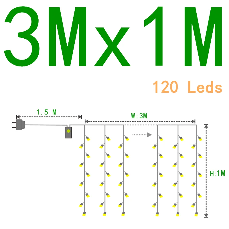 Led Icicle Curtain String Fairy Lights Christmas Lights Garland For Christmas New Year Wedding Home Room Patio Party Decoration