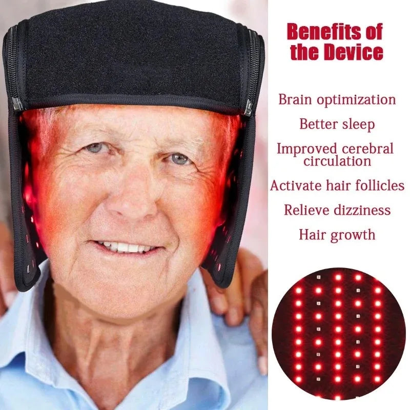 Red Light Hats for Hair Regrowth Infrared light Cap Thinning Anti Hair Loss Anxiety Stress Reduce Migraine Scalp Relax Massager