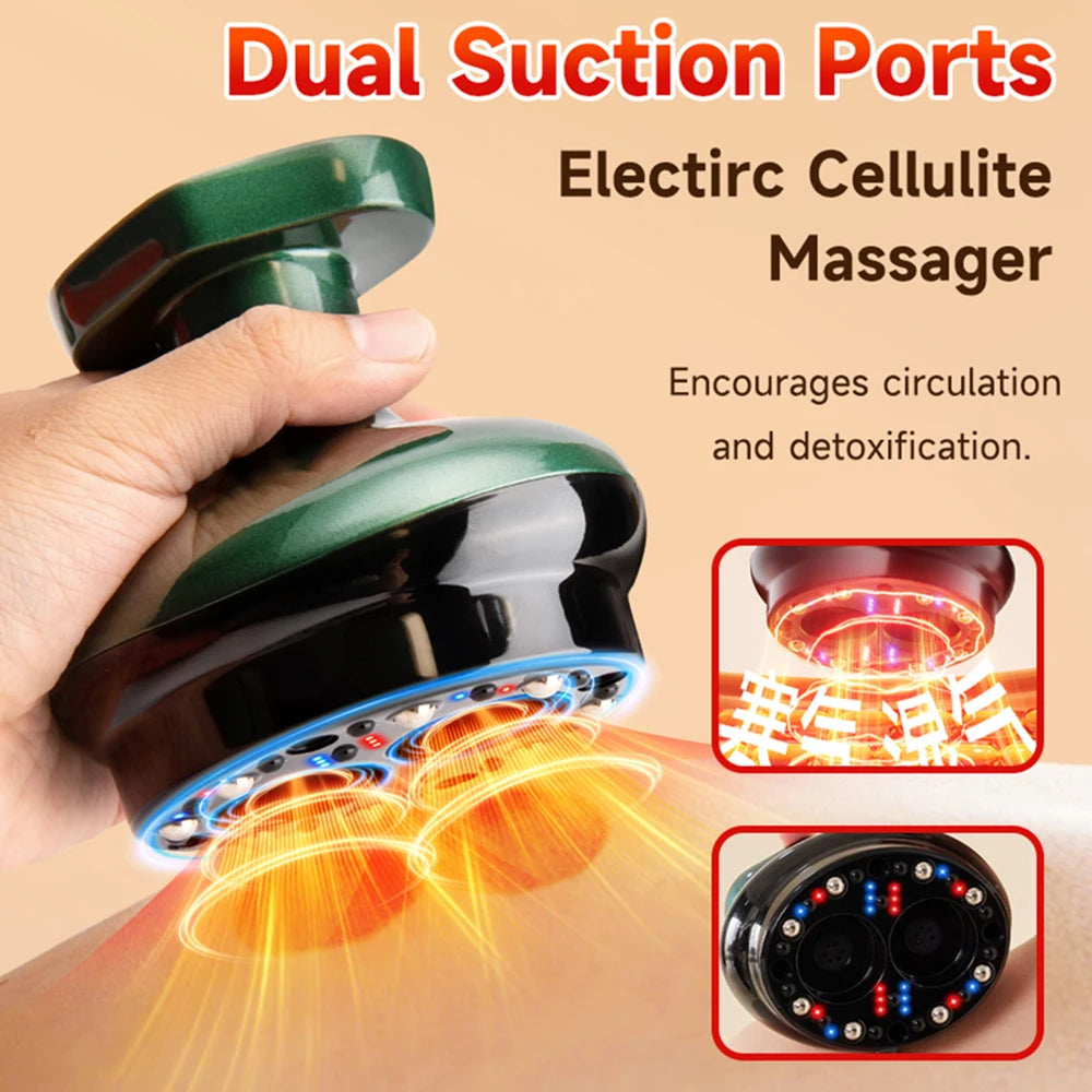 Electric Guasha Scraping Massage Cupping Body Massager Vacuum Cans Suction Cup Heating Fat Burner Anti-cellulite Massager