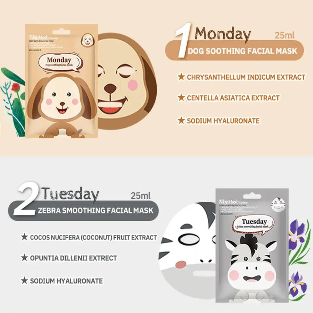 1/5pcs Cute Cartoon Animal Children's Sheet Mask Kids Spa Moisturize Face Masks Gentle Moisturizing Brighten Mask Skincare
