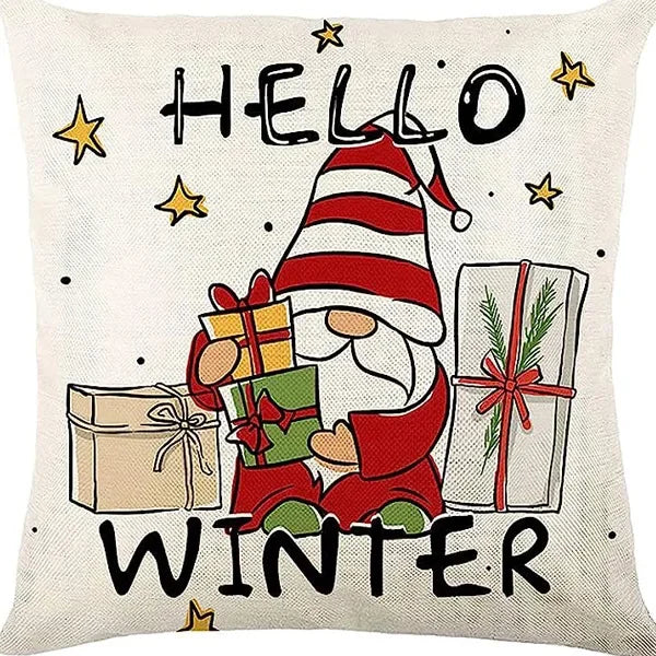 Christmas linen pillowcase, Santa Claus printed pillow, cushion cover, home living room decoration cushion cover