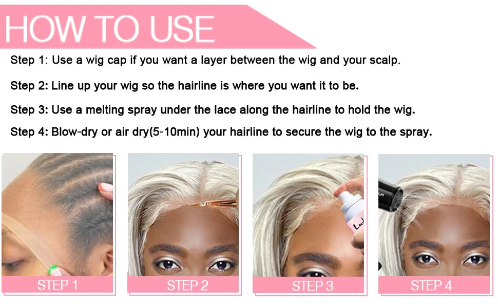 Lace Wig Dyeing and Installation Kit Lace Tint Mousse for Wig Invisible Adhesive Melting Spray for Wigs Front Closure & Remover