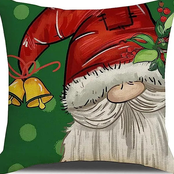 Christmas linen pillowcase, Santa Claus printed pillow, cushion cover, home living room decoration cushion cover