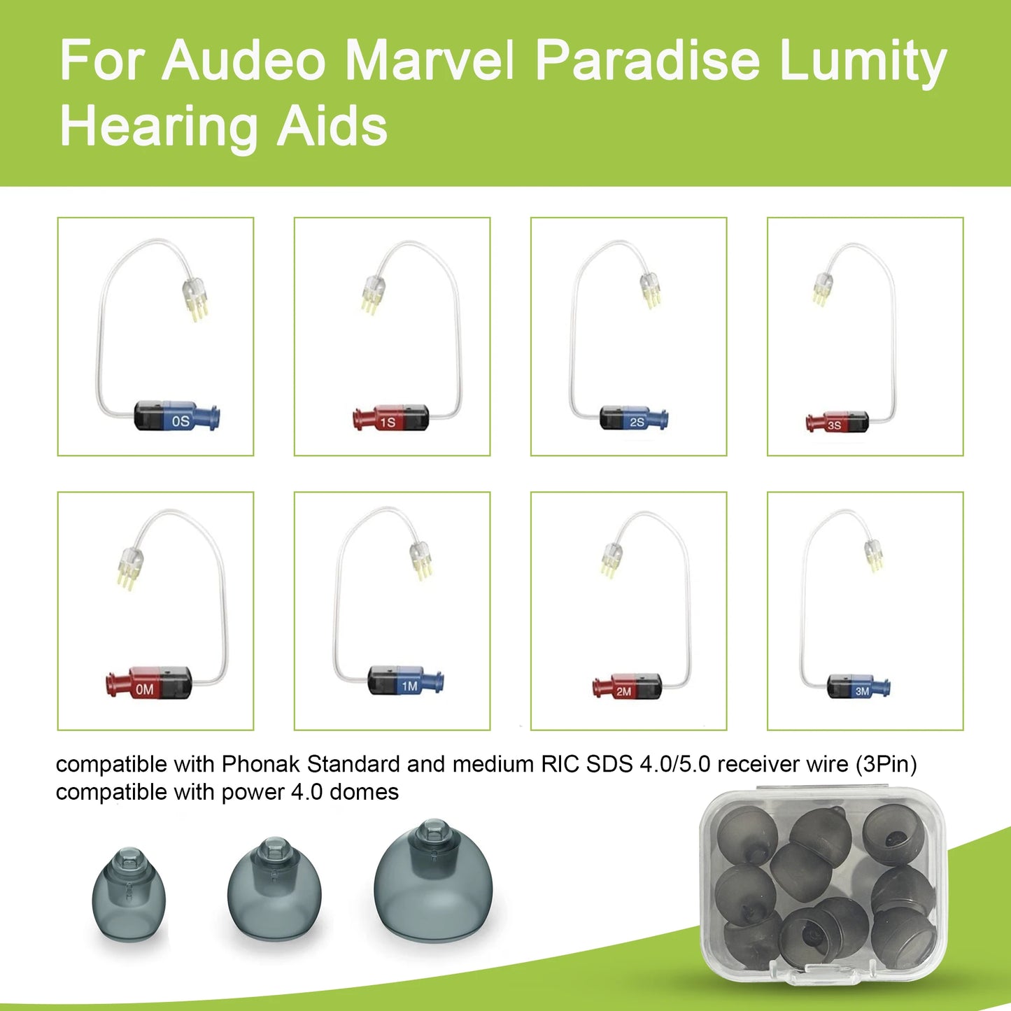 20 pcs for Phonak Vented 4.0 Hearing Aid Domes,Hearing Aids Domes for Phonak Audeo Marvel Paradise Lumity Accessory(S/M/L )