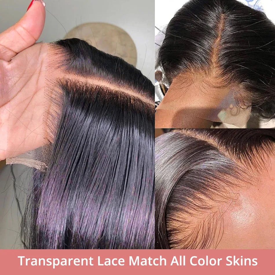 13x4 Glueless Lace Front Wig Human Hair Straight 13x6 HD Transparent Lace Frontal Wigs Short Bob Wig For Women Remy 250% Density