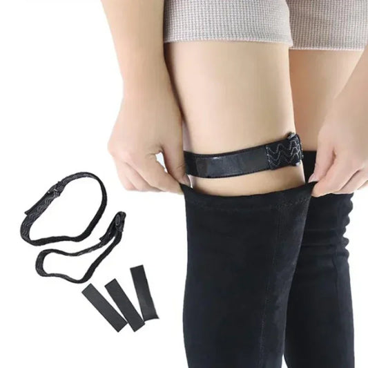 Women's Adjustable Anti-Slip Elastic Shoelaces Boot Straps with Adhesive Tape Shoe Laces Lock for Holding Loose Boots Accessory