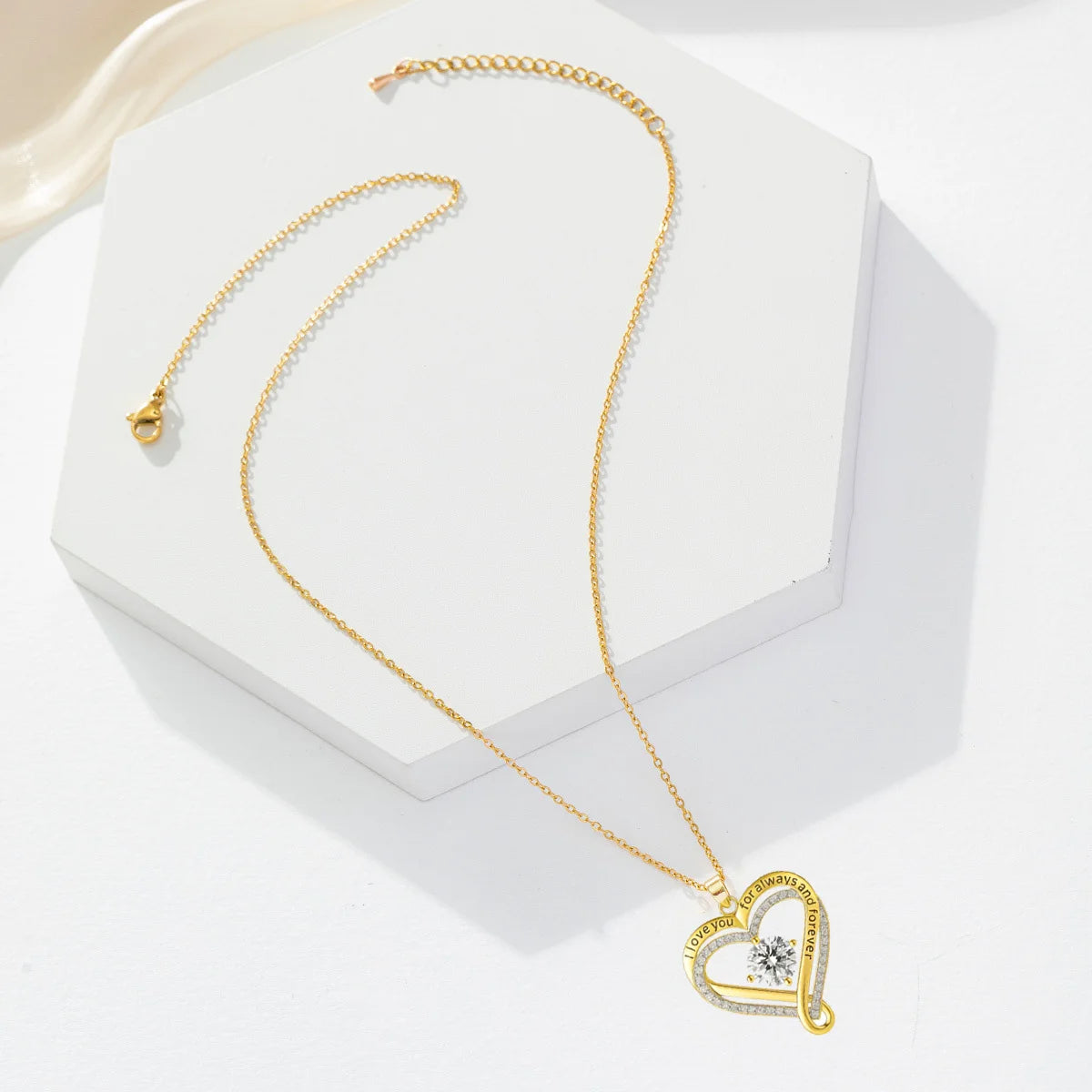 To My Wife Eternal Heart Double layered Necklace With LED Light Gift Box Fo Gilrfriend Wife Valentine's Day Christmas Gifts