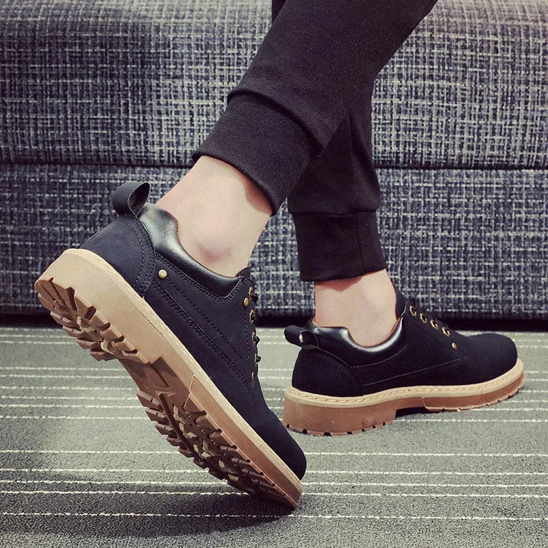 Mens Fashion Shoes England Style Formal Shoes for Man Non Slip Ankle Boots Outdoor Waterproof Casual Work Land Shoes