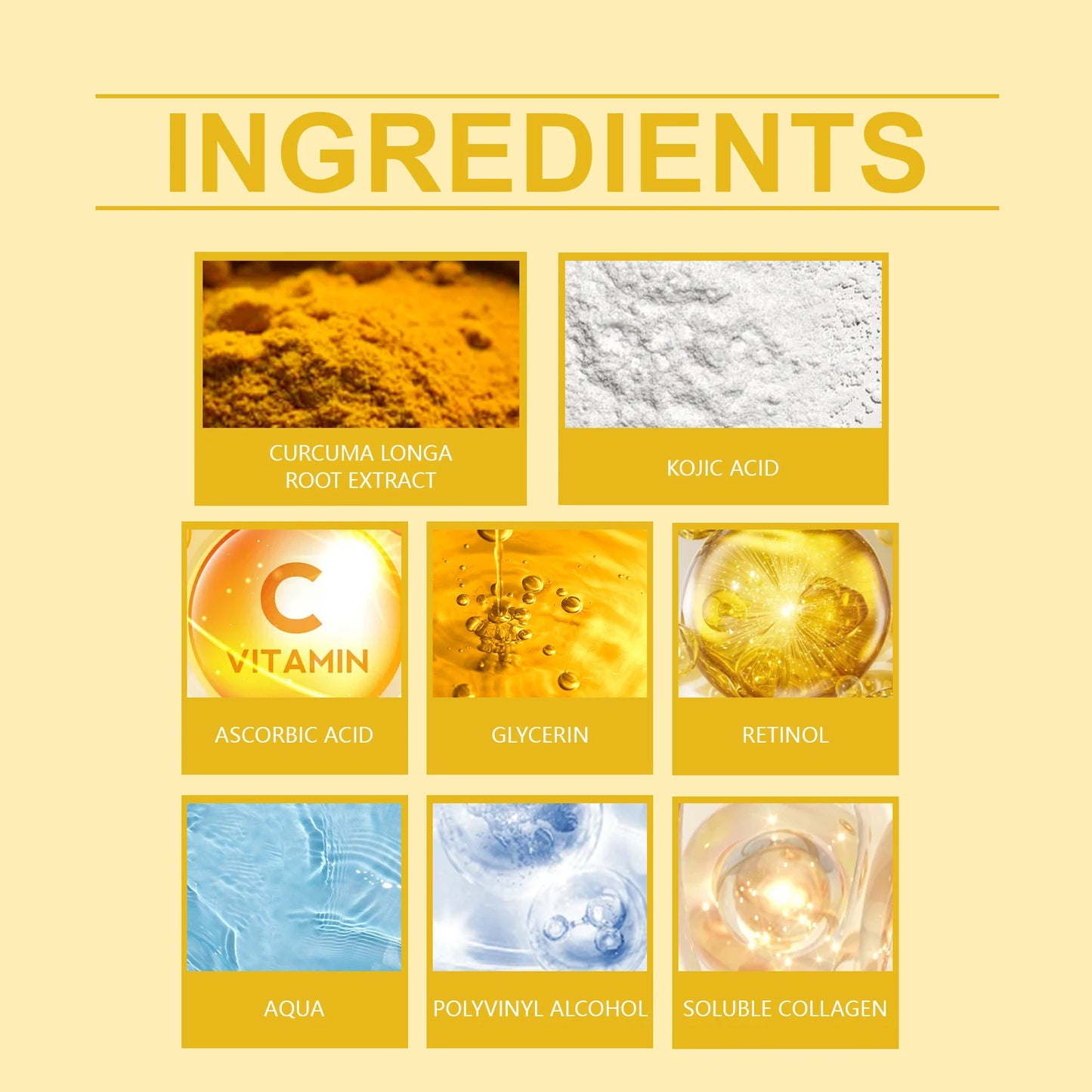 HOYGI Kojic Acid Turmeric Mask Overnight Peel off Mask Collagen Nourishing Hydrating Shrink Pores Brighten Dullness Skin Care
