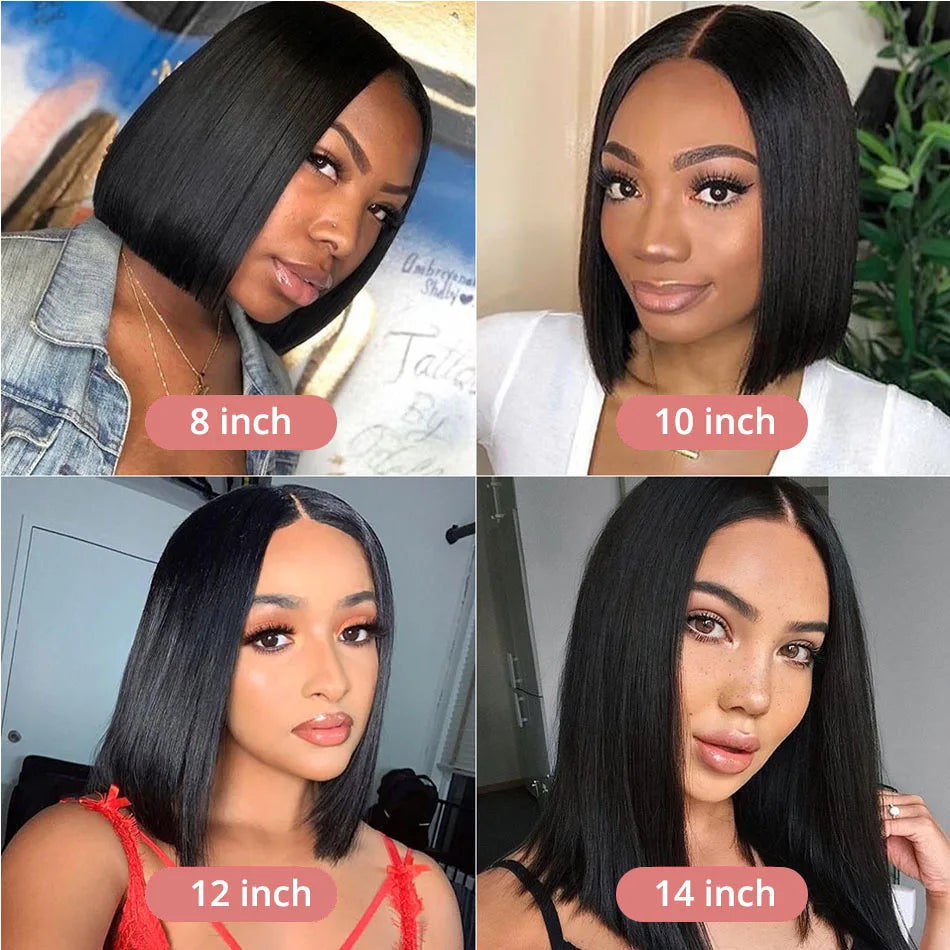 13x4 Glueless Lace Front Wig Human Hair Straight 13x6 HD Transparent Lace Frontal Wigs Short Bob Wig For Women Remy 250% Density