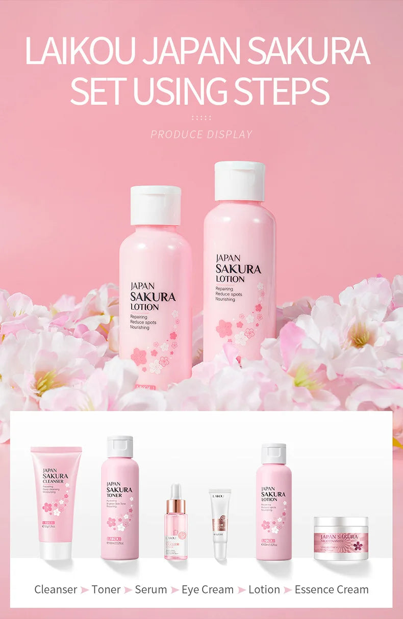 LAIKOU Sakura Face Lotion Moisturizing Essence  Shrink Pores Repairing  Improve Skin Elasticity  100ML