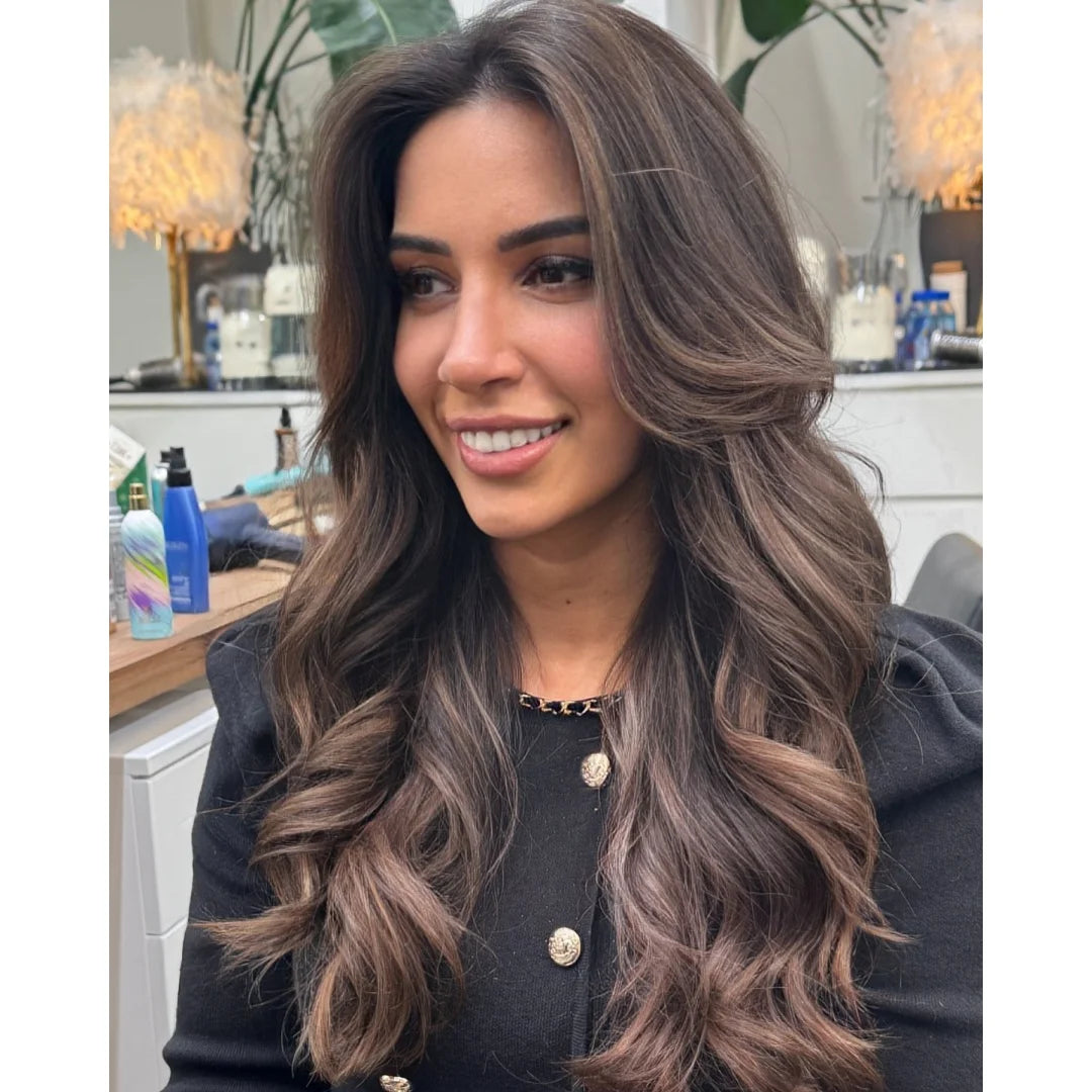 Long Natural Wavy Chestnut brown Wig Realistic And Natural Luxury Synthetic Lace Wigs For Women Cosplay Party