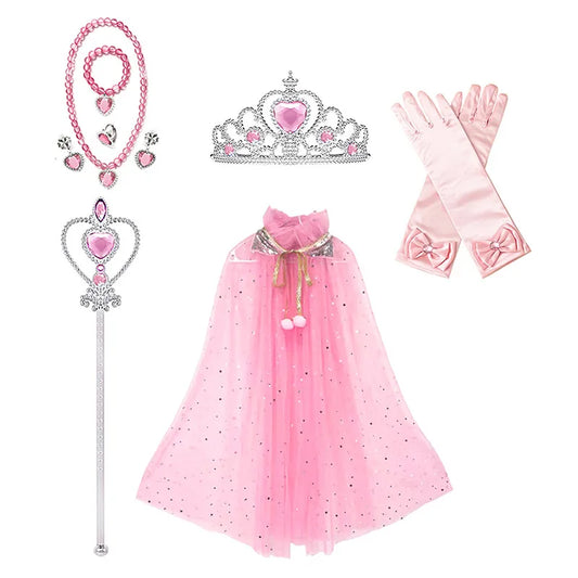 3-8 Years Girl Costume Children Elegant Dress Cape Kids Christmas Halloween Party Supply Girl Tulle Cloak Accessory