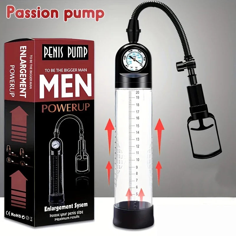 Male Manual Penis Pump Penis Enlarger Negative Pressure Vacuum Pump Big Dick Erection Enhancement Trainer Equipment Adult SexToy