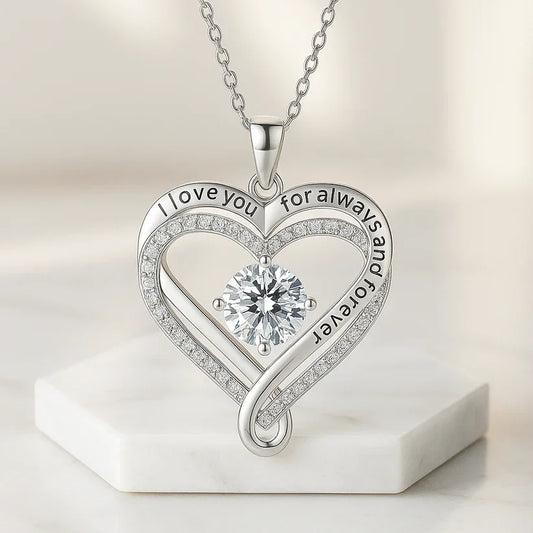 To My Wife Eternal Heart Double layered Necklace With LED Light Gift Box Fo Gilrfriend Wife Valentine's Day Christmas Gifts
