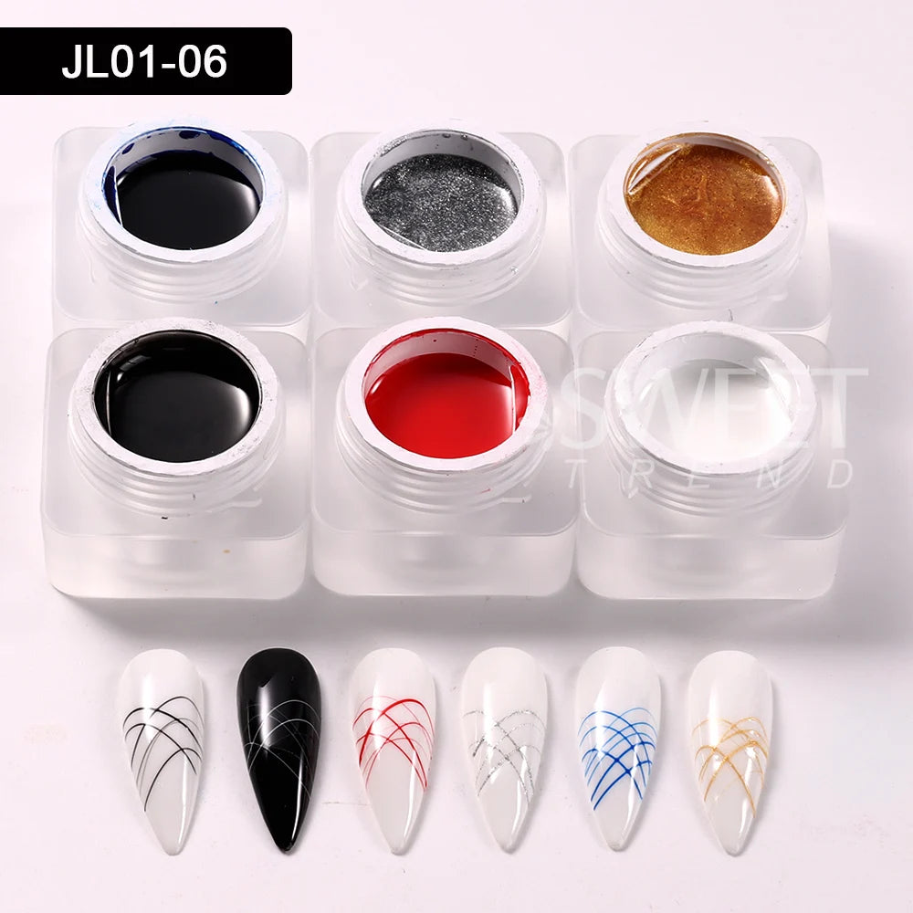 6 Colors Spider Line Gel Nail Polish Black Spider Line Gel Nail Polish UV LED Gel Varnish Wire Drawing Gel Lacquer For Manicure