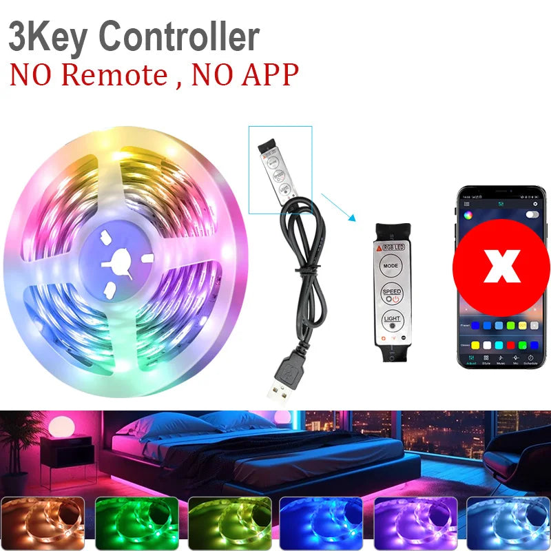 Tuya Wifi RGB Led Strip Lights USB 5V APP Music Sync Remote Control Ambient Light for PC TV Backlight Room Decor Christmas Gift