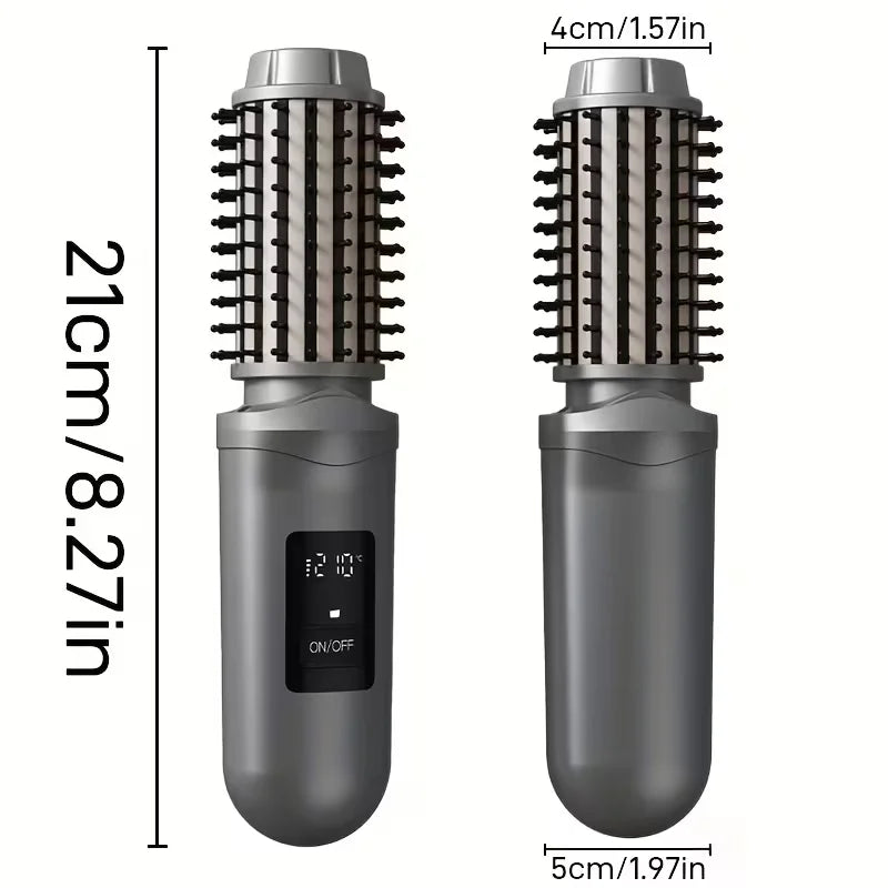 USB charging portable hair curler, two in one straight hair comb, with LED display screen, suitable for travel and family use