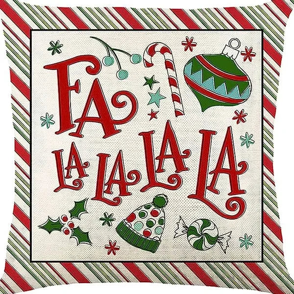 Christmas linen pillowcase, Santa Claus printed pillow, cushion cover, home living room decoration cushion cover