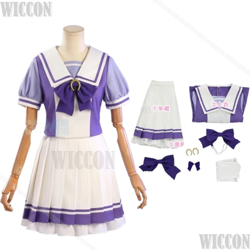 Gold Ship Uma Musume Pretty Derby Anime Cosplay Purple Sailor Dress Wig Toukai Teiou School Uniform Halloween Navidad Carnaval
