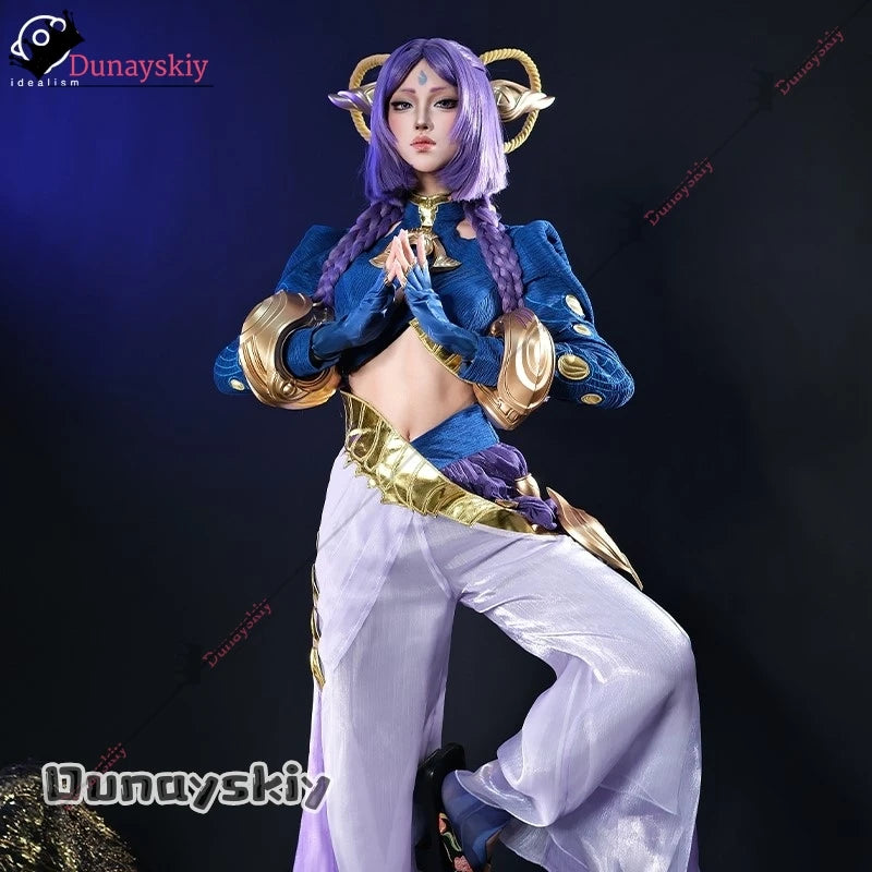 YiNuo@AUnbreakable Vow Yunara Cosplay Costume Anime Game Outfit for Women . Sexy Design Purple Styled Halloween Party Wig