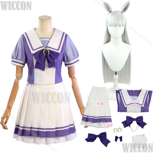 Gold Ship Uma Musume Pretty Derby Anime Cosplay Purple Sailor Dress Wig Toukai Teiou School Uniform Halloween Navidad Carnaval